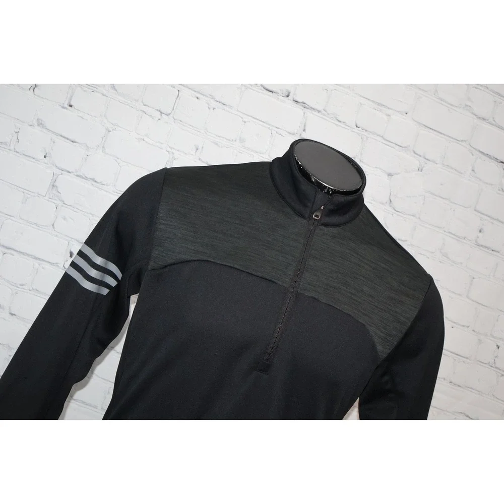 Adidas Golf 1/4Zip Pullover Shirt Mens Small Black Reflective Stripes Mock Neck